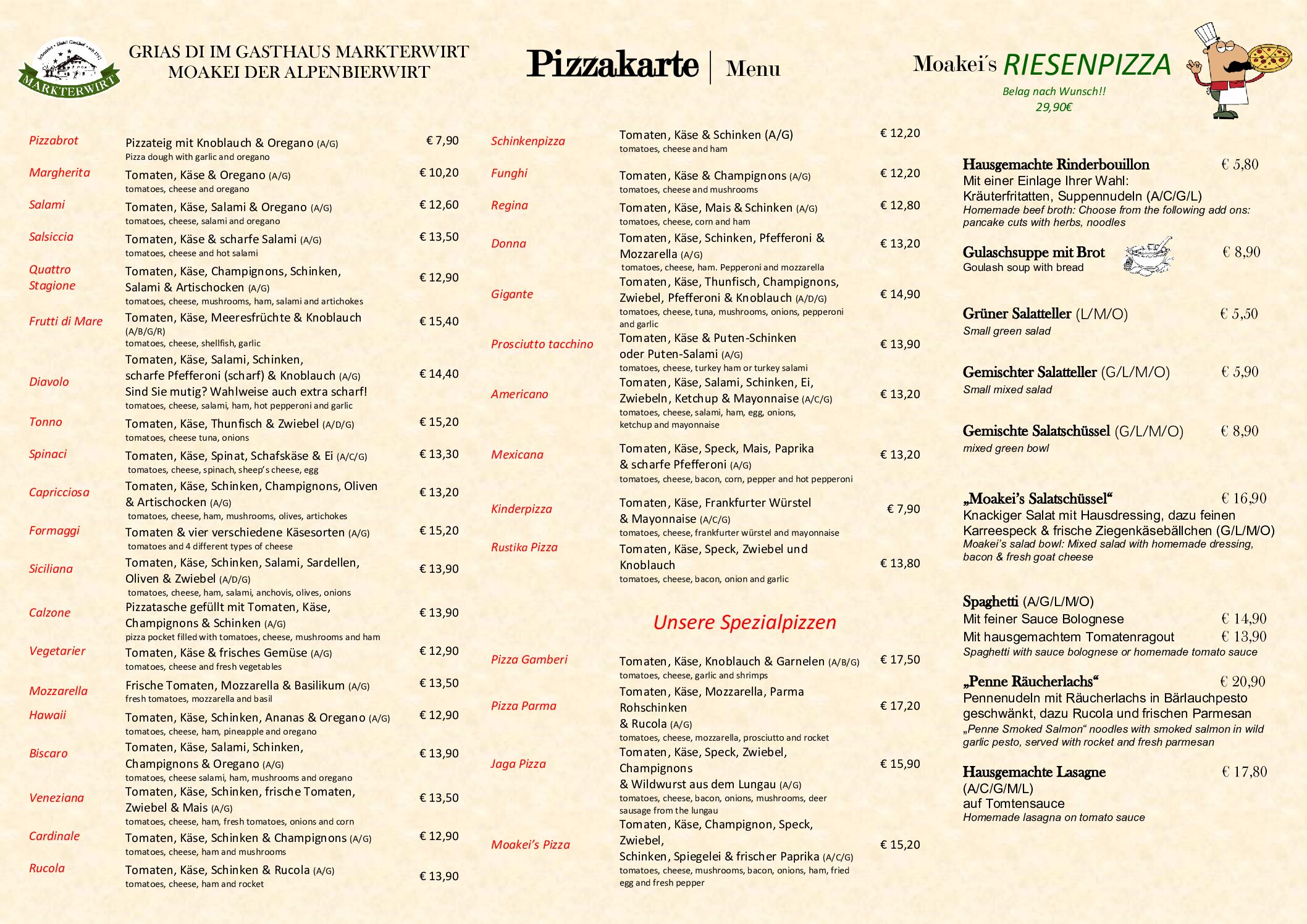 Speisekarte_Pizza Website
